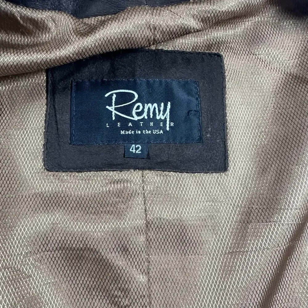 Remy Vintage Brown Leather Flight Bomber Jacket Made in USA Size 42 / Large